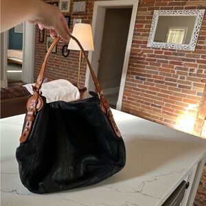 Vintage Ralph Lauren Black Pebbled Leather Shoulder Bag